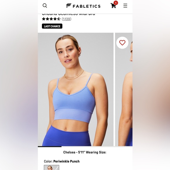 Fabletics Seamless Midi Bra Periwinkle - Picture 1 of 2